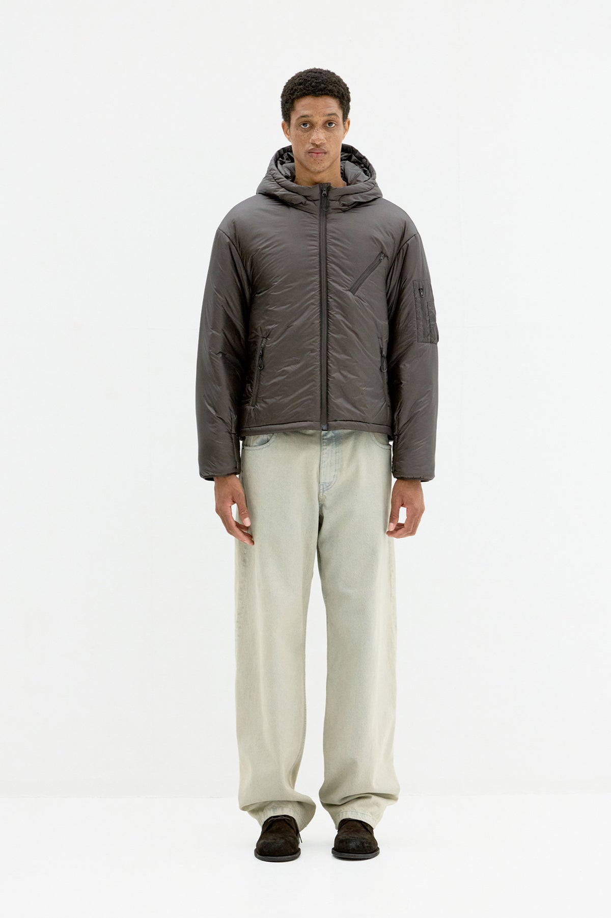 Coor - Light Weight Shell Padded Hoodie Jumper (Dark Brown) product image 2 | TRAB K-Fashion Australia