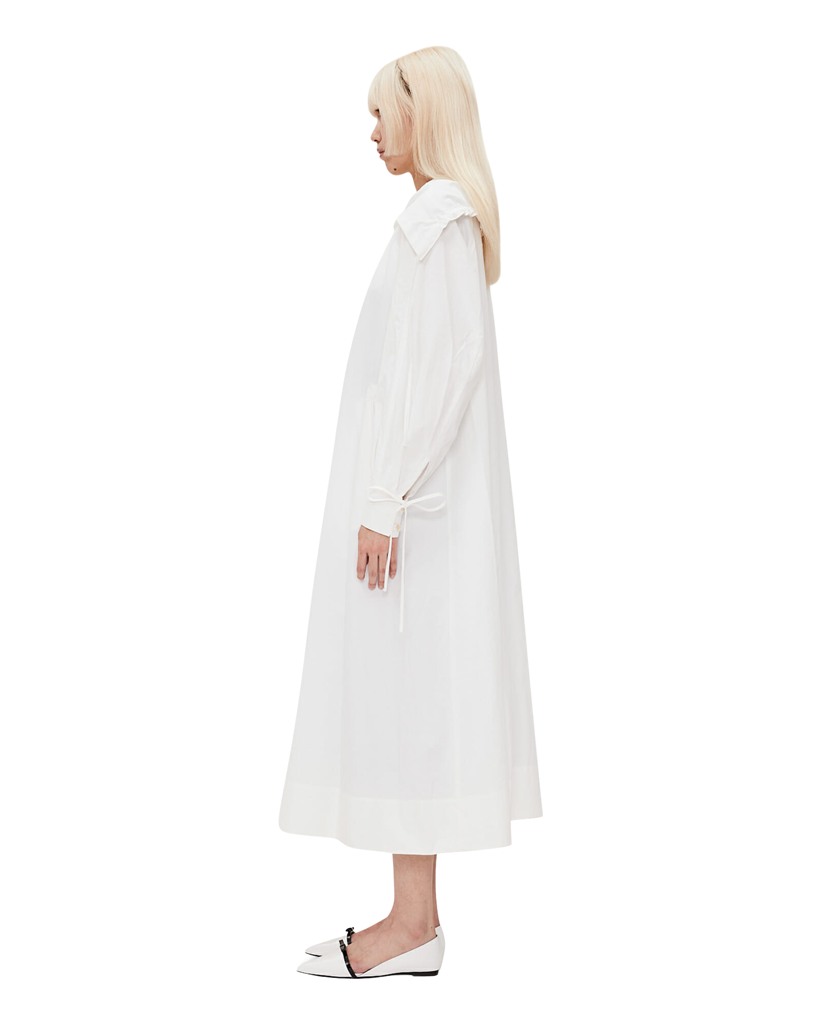 Kimhe Kim - Sailor Collared Long Cotton Shirt Dress (Ivory) product image 4 | TRAB K-Fashion Australia