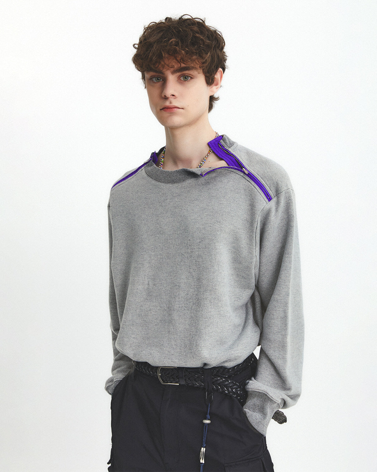 Eastlogue - Army Double Zip Sweatshirt (Melange Grey) product image 2 | TRAB K-Fashion Australia
