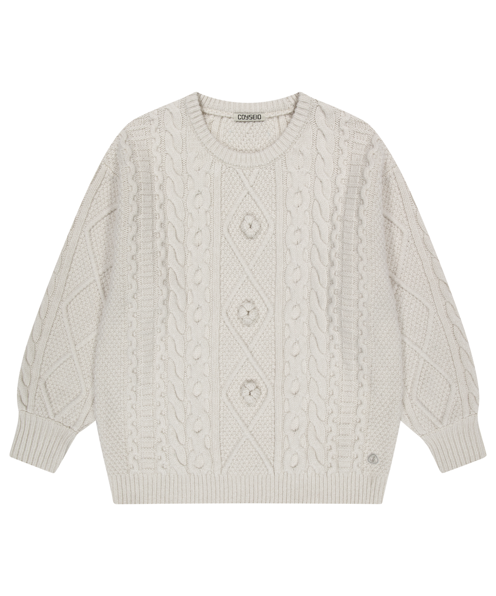 Coyseio - Pompom Cable Knit (Ivory) product image 1 | TRAB K-Fashion Australia