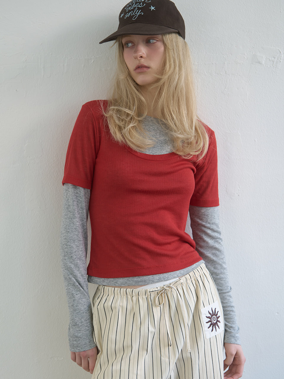 Kijun - Layered Jersey Top (Red) product image 4 | TRAB K-Fashion Australia