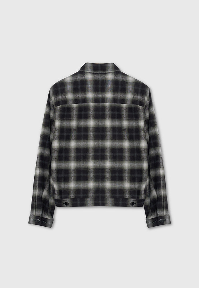 Tonywack - Brushed-Effect Check Shirt Blouson Japanese Fabric (Black/Ecru) product image 4 | TRAB K-Fashion Australia