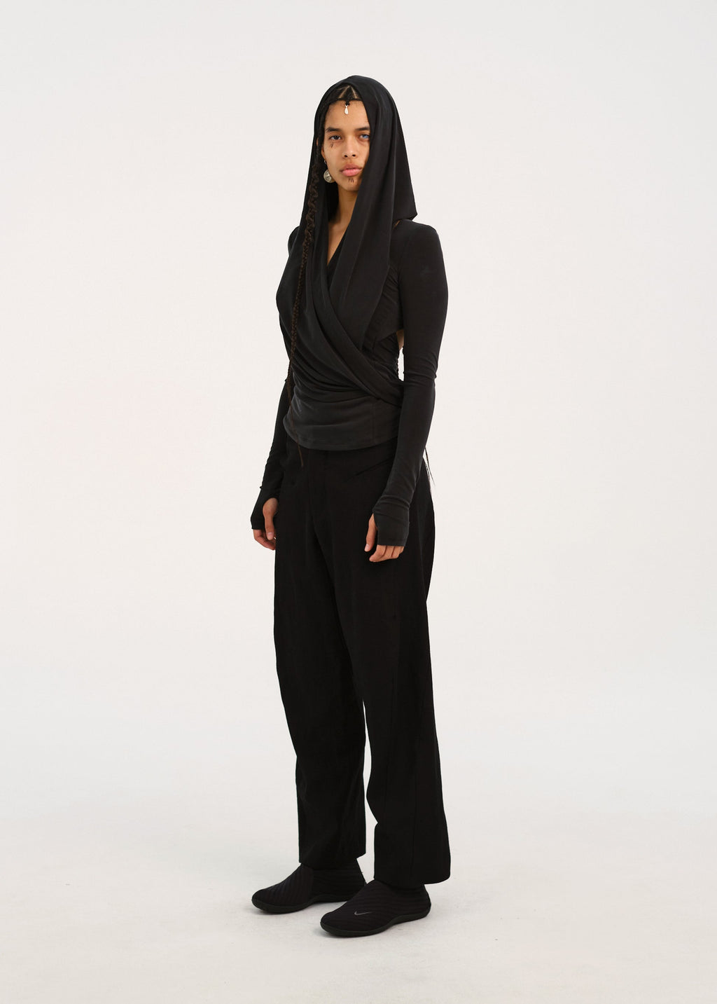 Hyein Seo - Bent Trouser w/ Silver Button (Black) product image 1 | TRAB K-Fashion Australia