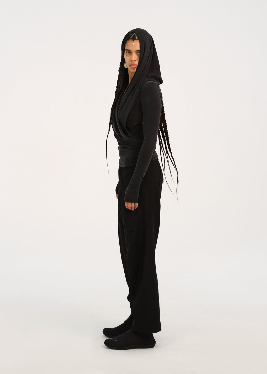 Hyein Seo - Bent Trouser w/ Silver Button (Black) product image 3 | TRAB K-Fashion Australia
