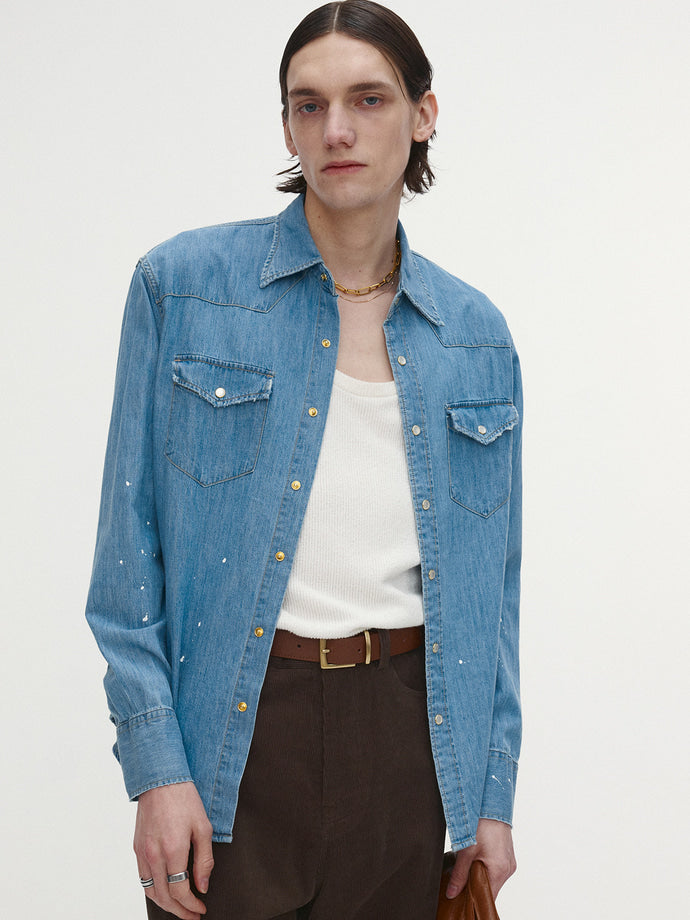 Tonywack - Washed Denim Hand-Painted Western Shirt (Washed Blue) product image 5 | TRAB K-Fashion Australia