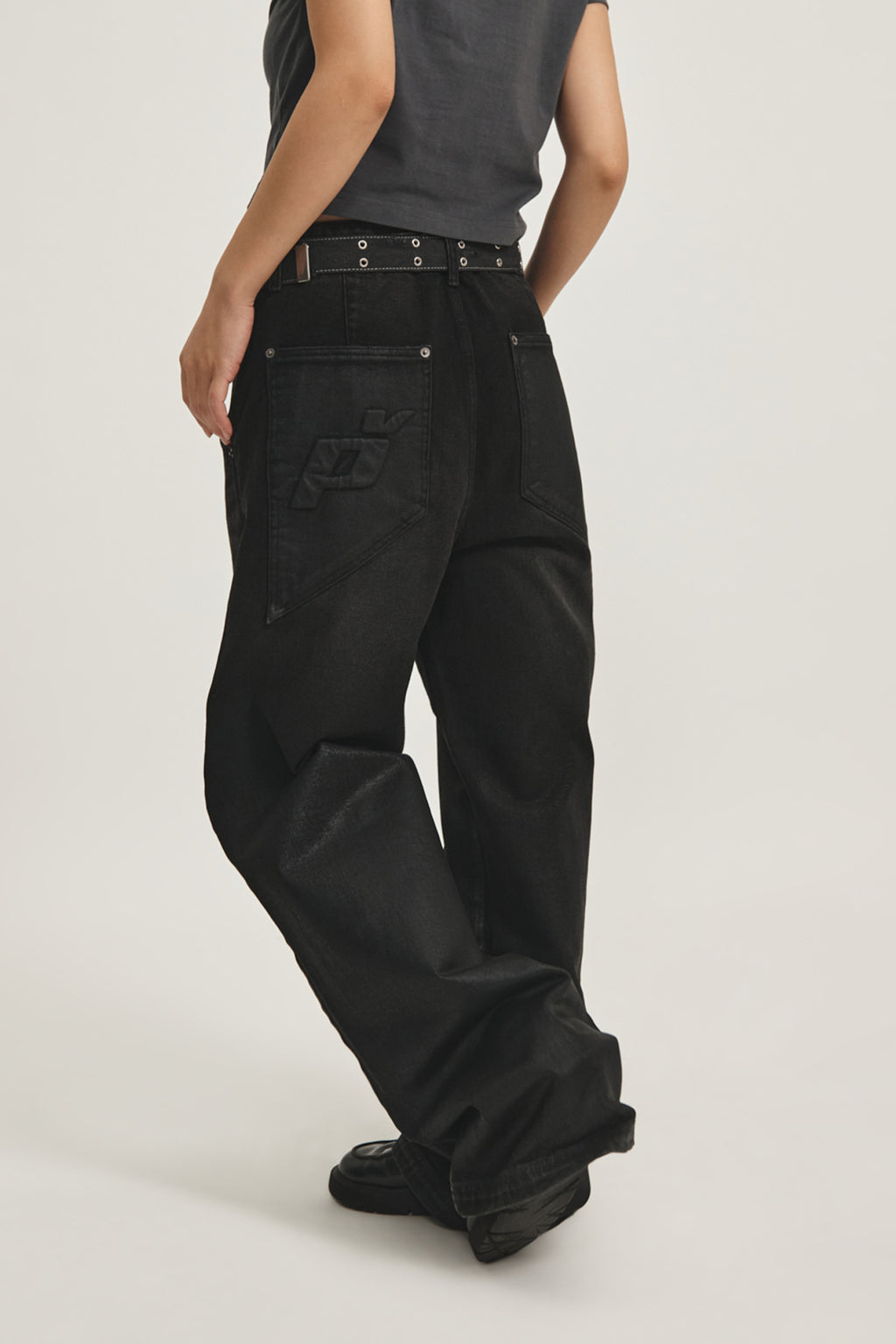 Matin Kim - Peaches Coating Washed Denim Pants (Black) product image 1 | TRAB K-Fashion Australia