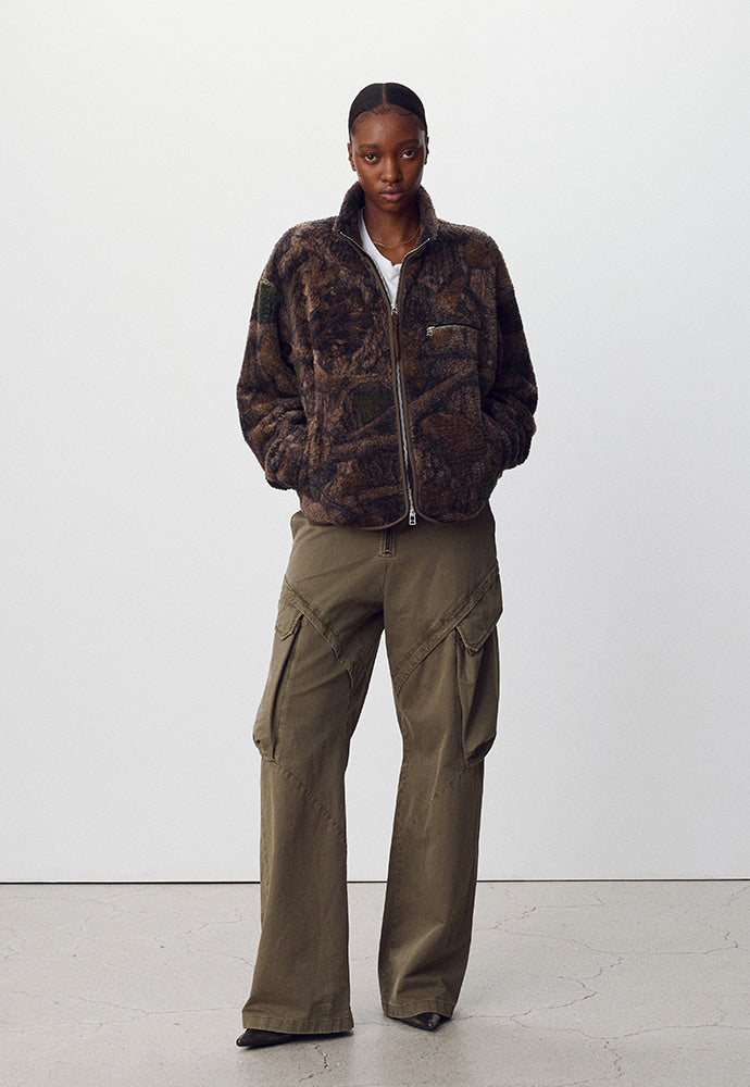 Tonywack - Leaf Camo Printed Fleece Jacket (Brown) product image 2 | TRAB K-Fashion Australia