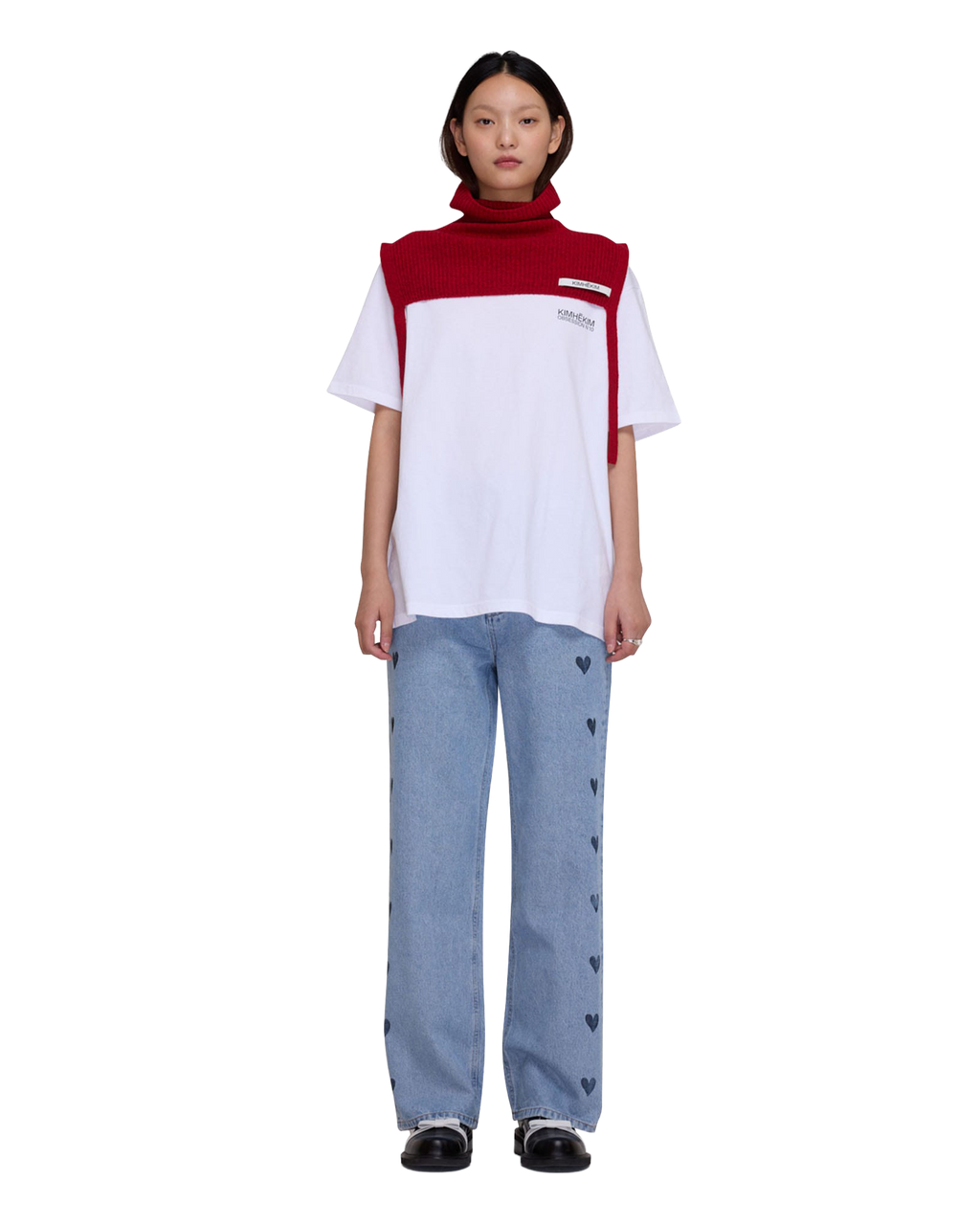 Kimhe Kim - Heart Stamped Jeans (Sky Blue) product image 1 | TRAB K-Fashion Australia