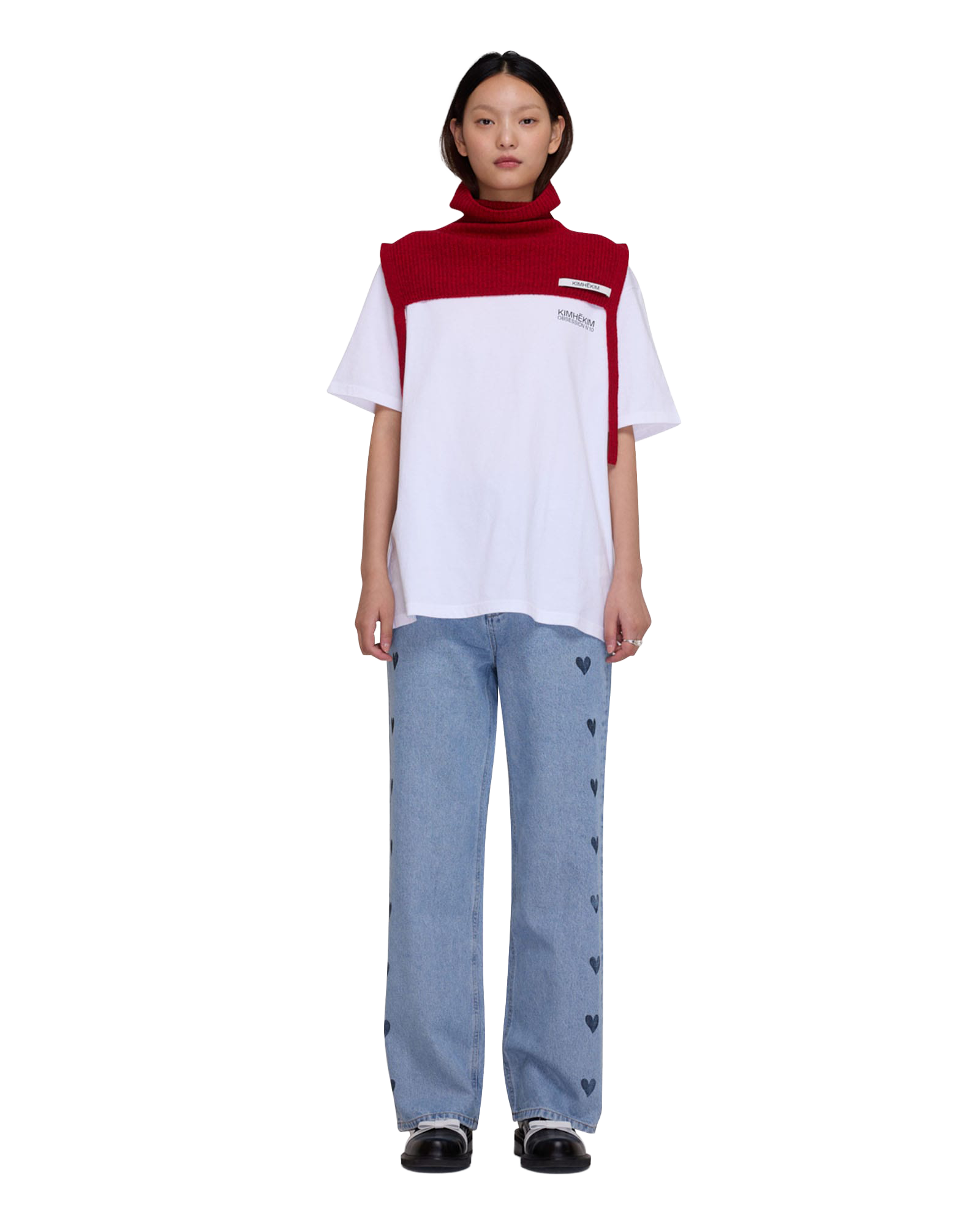 Kimhe Kim - Heart Stamped Jeans (Sky Blue) product image 1 | TRAB K-Fashion Australia