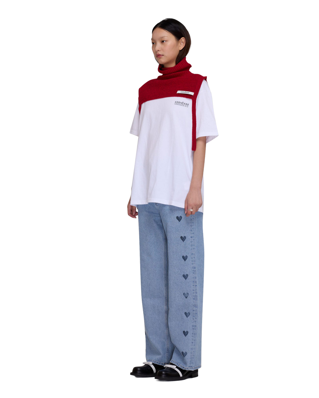 Kimhe Kim - Heart Stamped Jeans (Sky Blue) product image 2 | TRAB K-Fashion Australia