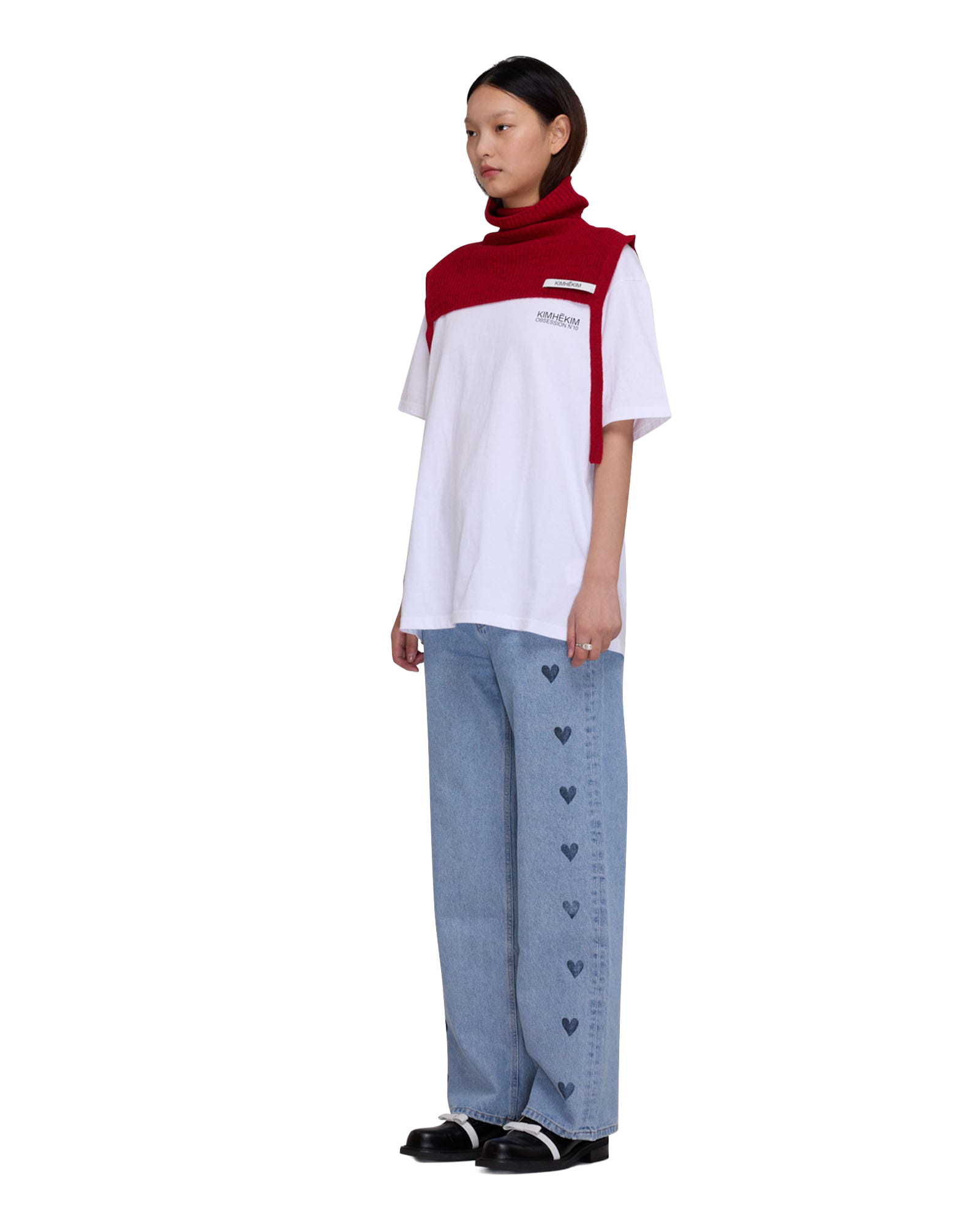 Kimhe Kim - Heart Stamped Jeans (Sky Blue) product image 2 | TRAB K-Fashion Australia
