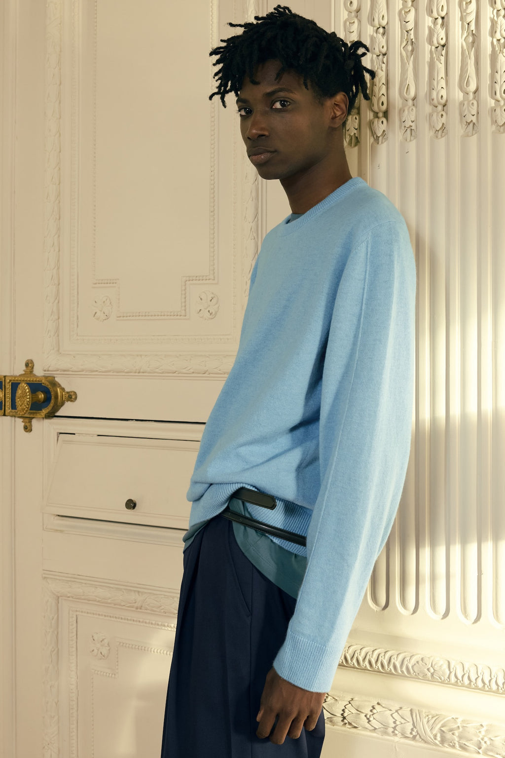 STU - Pin Tuck Round Neck Knit (Sky Blue) product image 7 | TRAB K-Fashion Australia