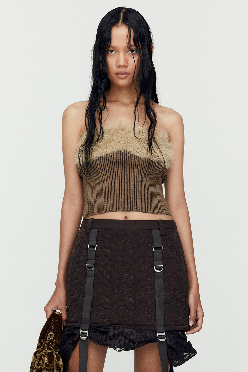 Andersson Bell - Hairy Knit Top (Brown) product image 1 | TRAB K-Fashion Australia