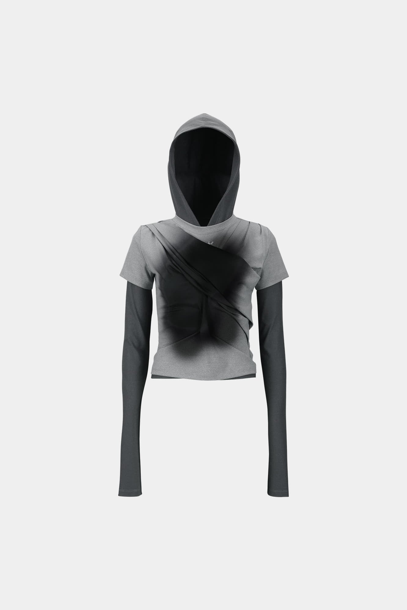 Andersson Bell - Gathered Hoodie Jersey Top (Grey) product image 8 | TRAB K-Fashion Australia