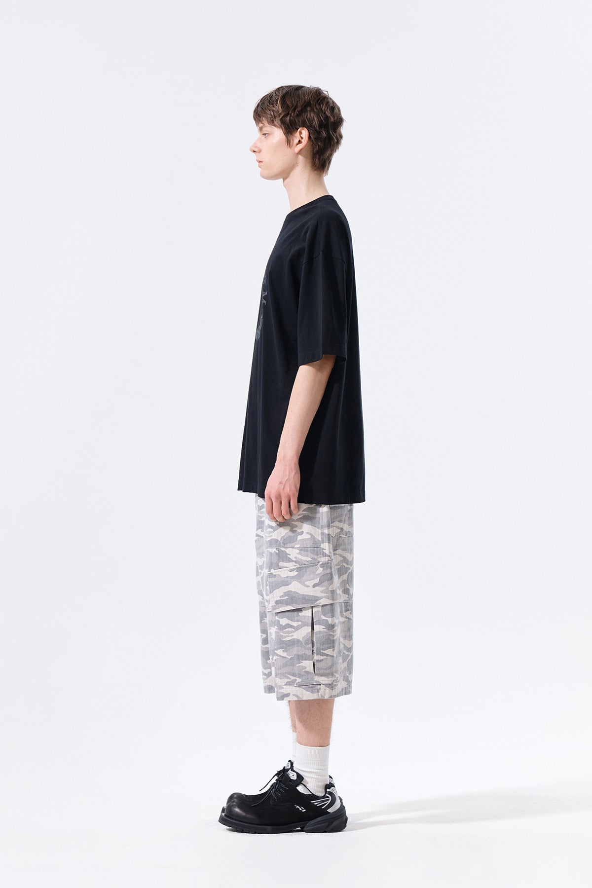 Matin Kim - Camouflage Cargo Bermuda Pants (Grey) product image 7 | TRAB K-Fashion Australia