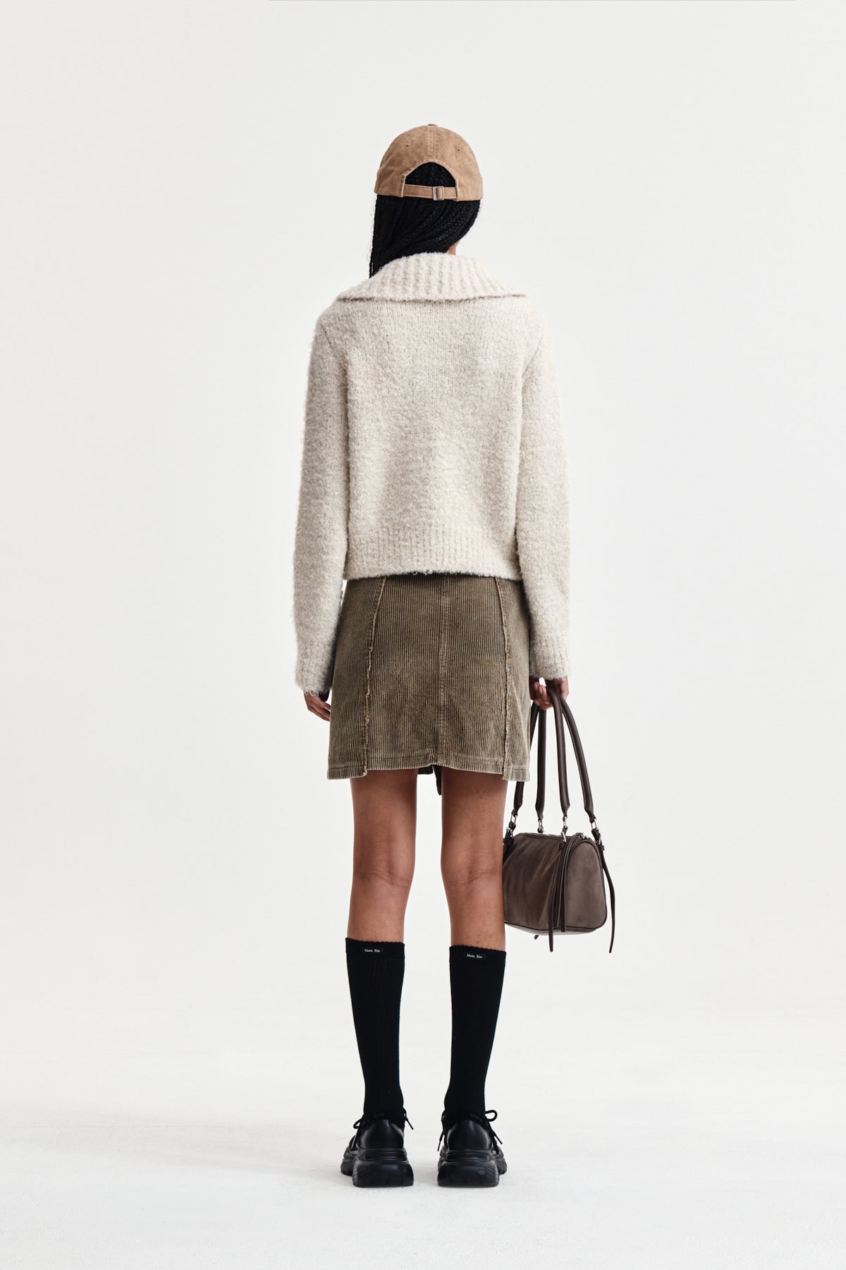 Matin Kim - Boucle Knit Zip Up Cardigan (Light Beige) product image 7 | TRAB K-Fashion Australia