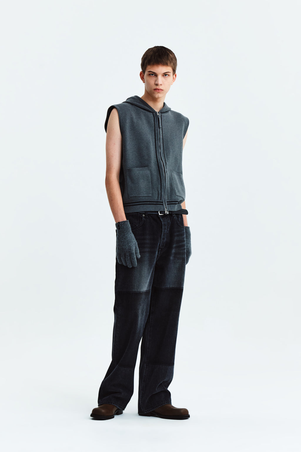 Matin Kim - Hoody Logo Knit Vest (Charcoal) product image 9 | TRAB K-Fashion Australia