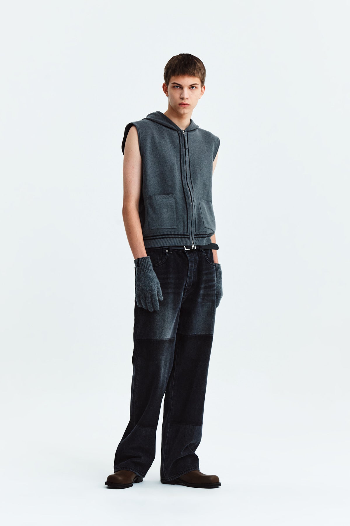 Matin Kim - Hoody Logo Knit Vest (Charcoal) product image 9 | TRAB K-Fashion Australia