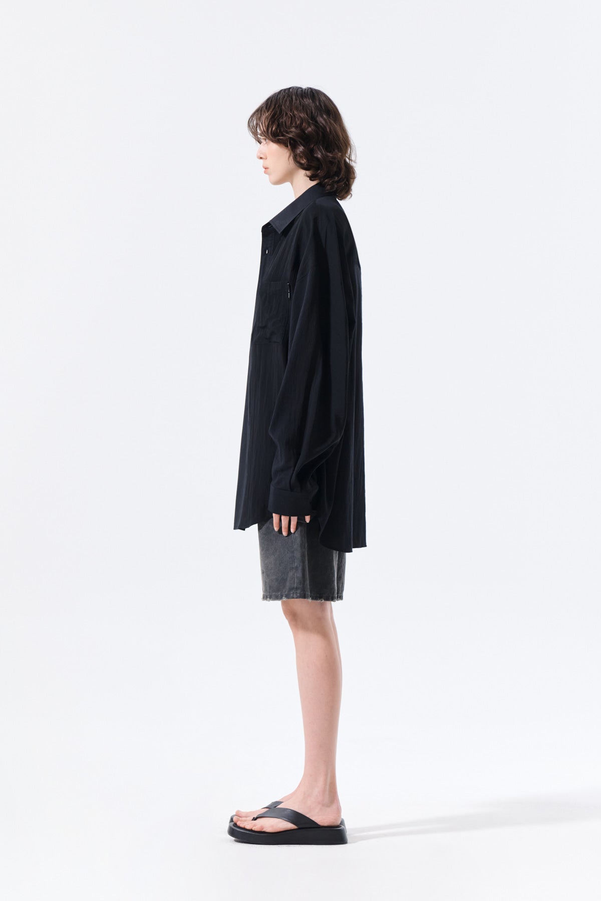 Matin Kim - Mixed Panel Over Fit Shirt (Black) product image 8 | TRAB K-Fashion Australia