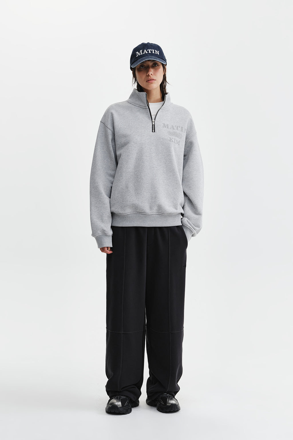 Matin Kim - Colorblock Cut Seam Sweatpants (Black) product image 10 | TRAB K-Fashion Australia