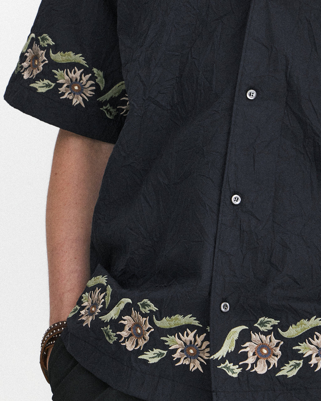 Eastlogue - Breezy Embroidered Half Shirts (Crease Navy) product image 9 | TRAB K-Fashion Australia