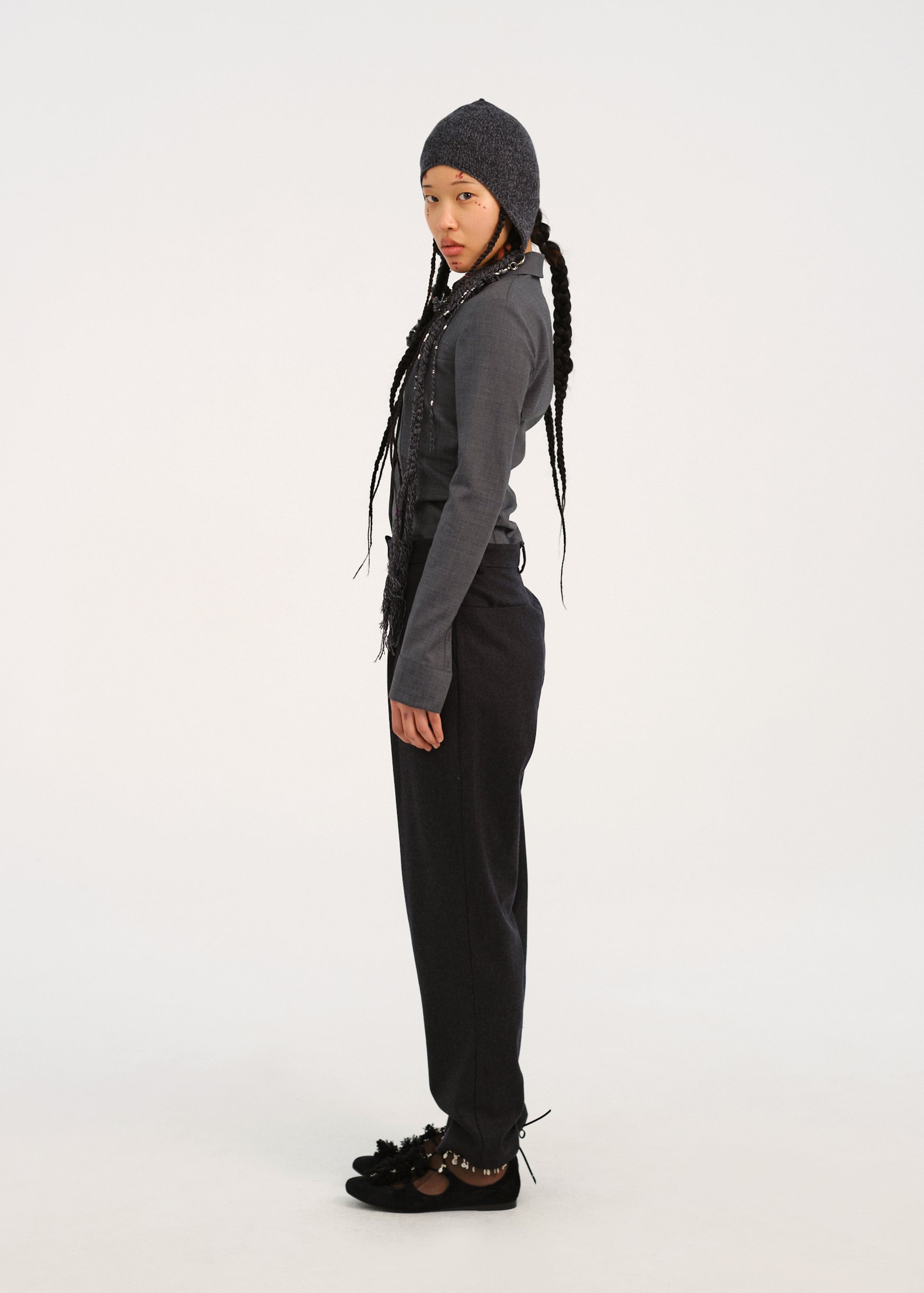 Hyein Seo - Slim Wool Shirts (Grey) product image 3 | TRAB K-Fashion Australia