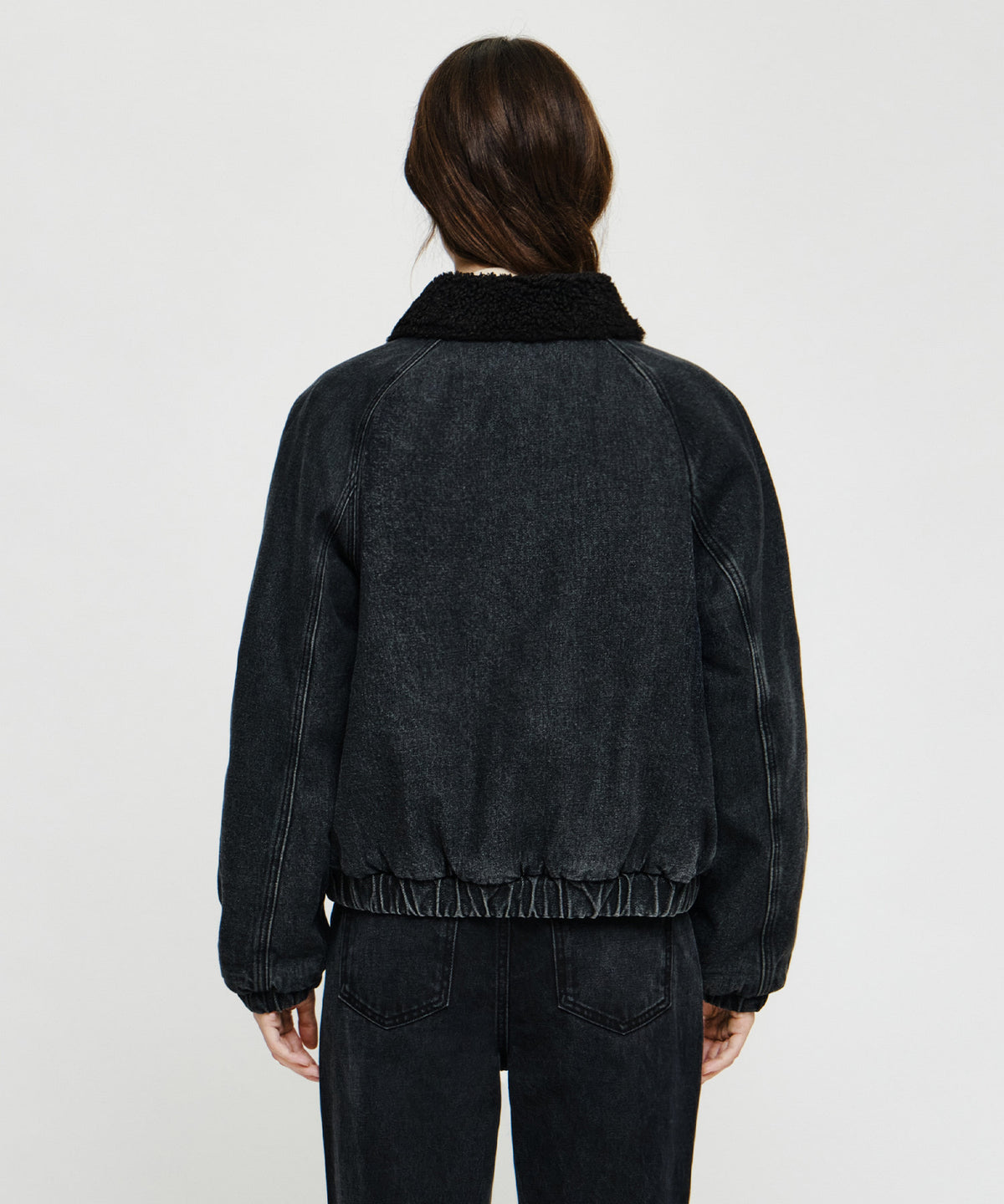 Marithe & Francois Girbaud - [Pre-order – Ships 30 Sep] Fleece Contrast Denim Jacket (Black) product image 3 | TRAB K-Fashion Australia
