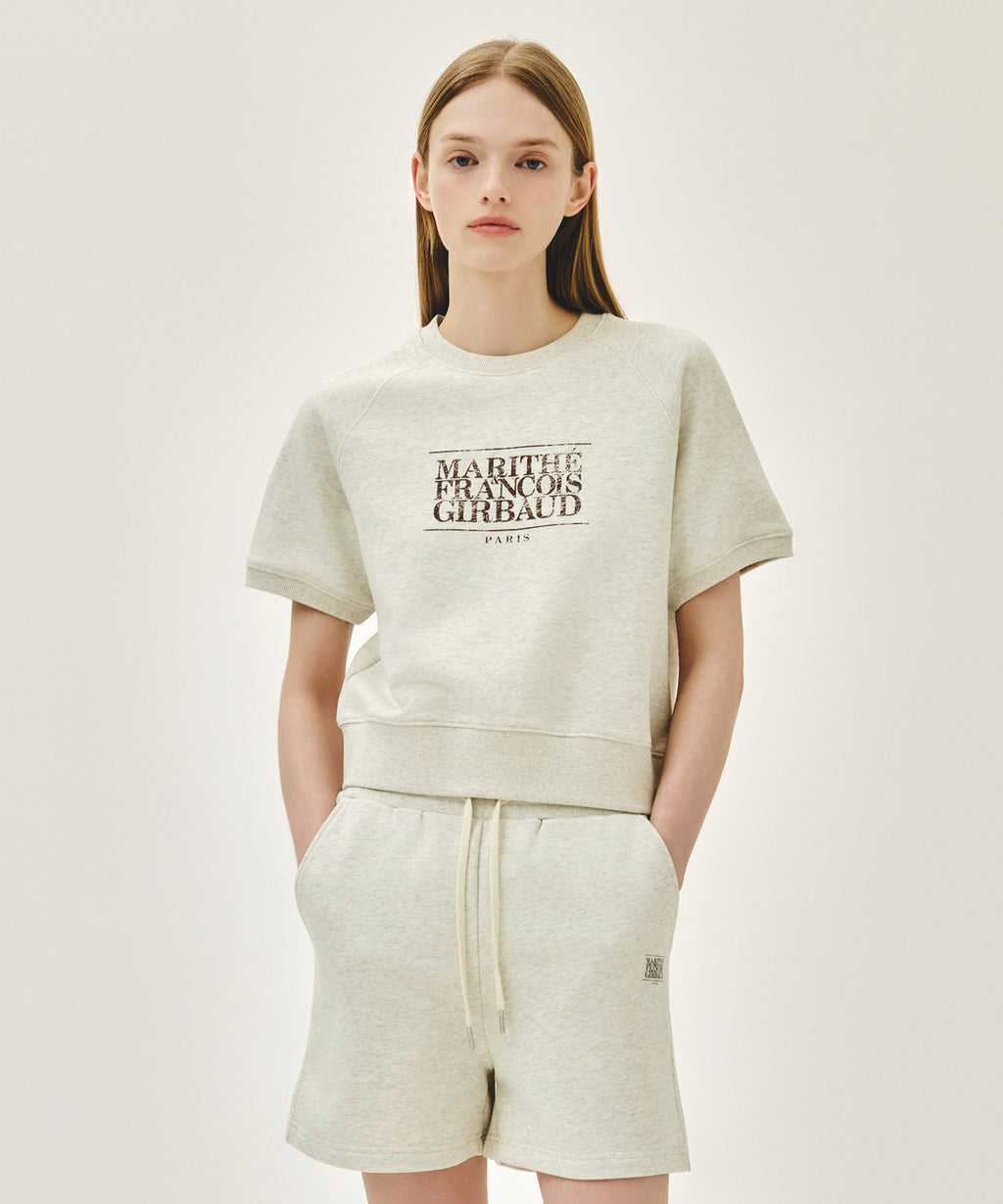Marithe & Francois Girbaud - Vintage Classic Logo Half Sweatshirt (Oatmeal) product image 1 | TRAB K-Fashion Australia