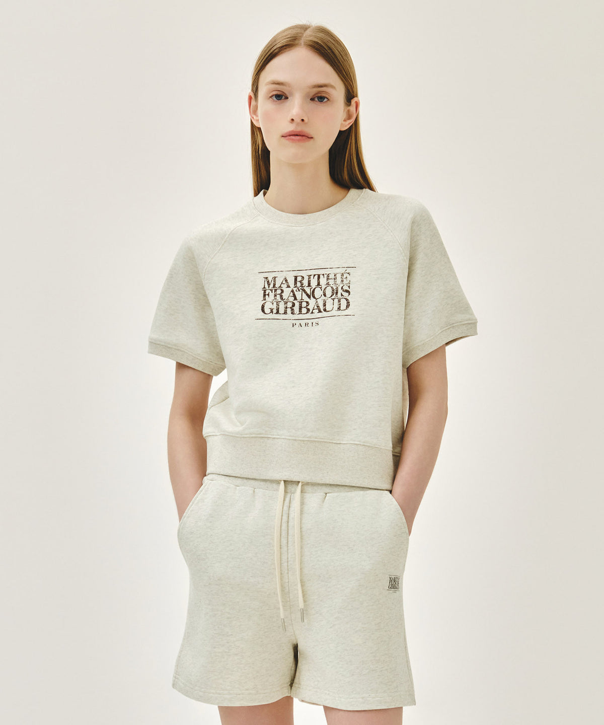 Marithe & Francois Girbaud - Vintage Classic Logo Half Sweatshirt (Oatmeal) product image 1 | TRAB K-Fashion Australia