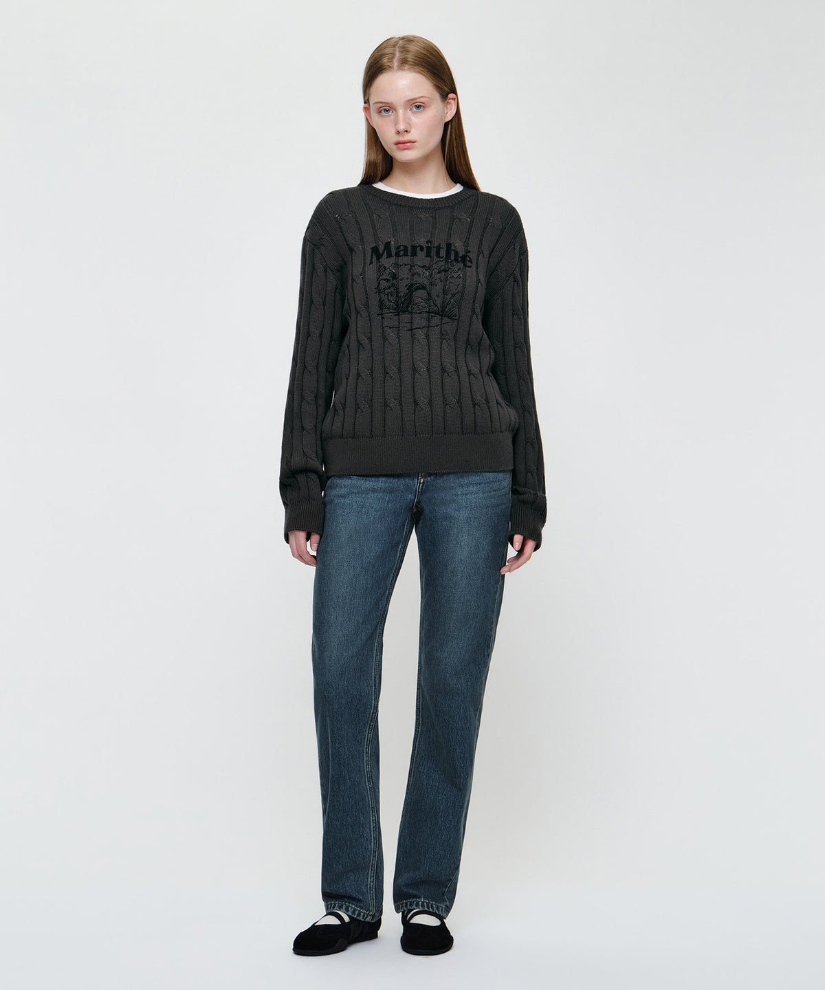 Marithe & Francois Girbaud - Graphic Cable Knit Pullover (Charcoal) product image 4 | TRAB K-Fashion Australia