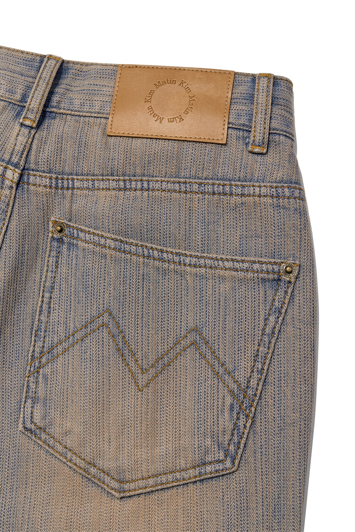 Matin Kim - Washed Stripe Boots Cut Denim Pants (Smoke Blue) product image 6 | TRAB K-Fashion Australia