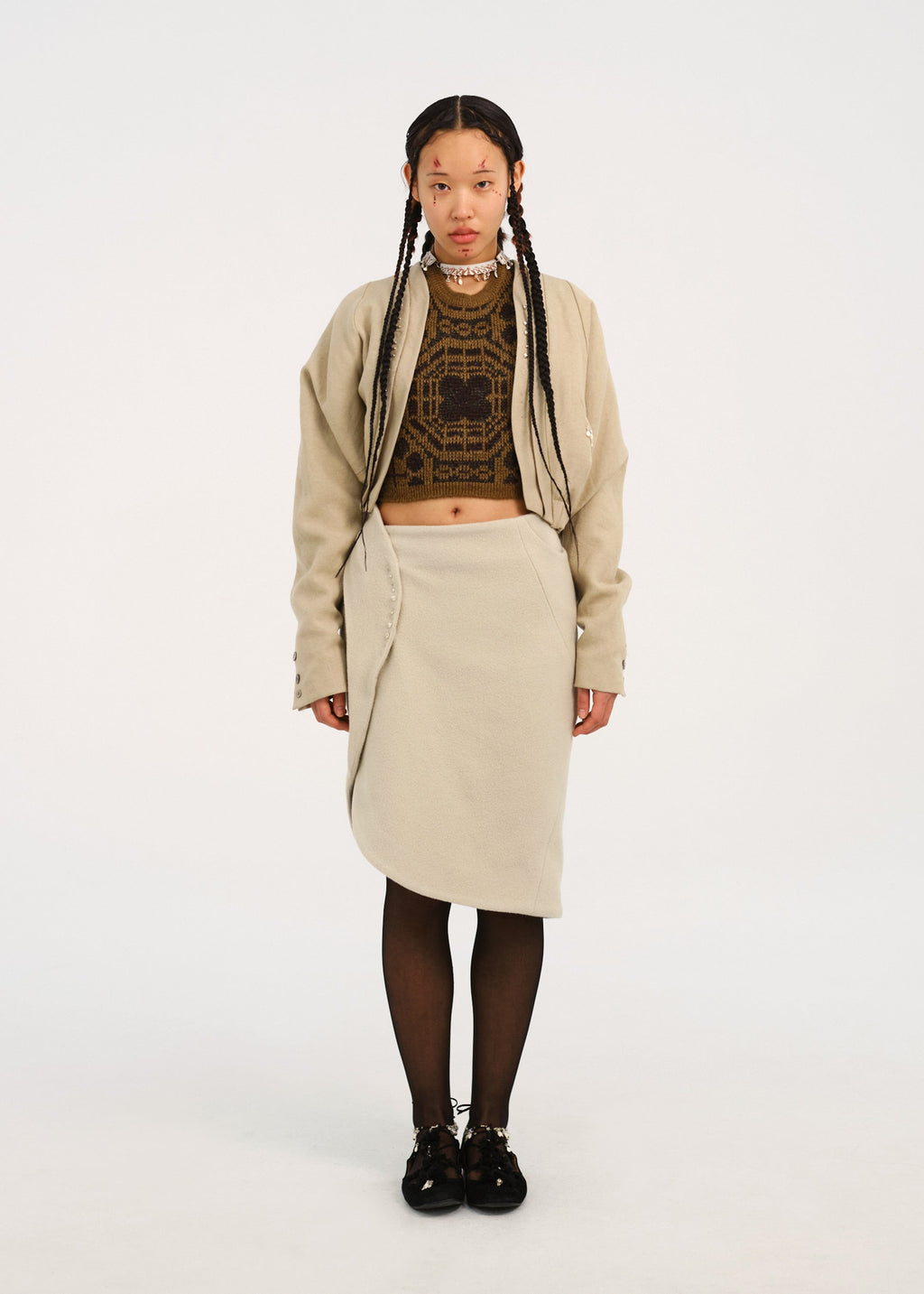 Hyein Seo - Beaded Silver Charm Skirt (Ivory) product image 1 | TRAB K-Fashion Australia