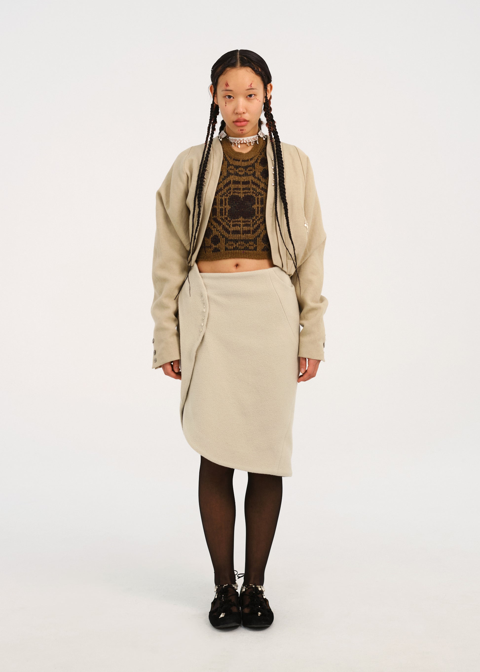 Hyein Seo - Beaded Silver Charm Skirt (Ivory) product image 1 | TRAB K-Fashion Australia