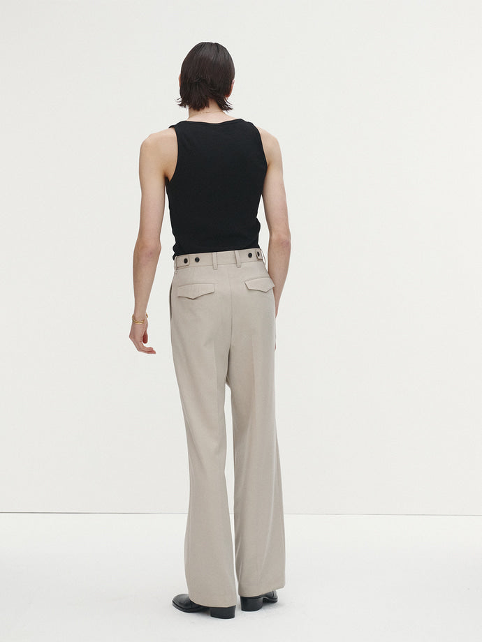 Tonywack - Wool Twill Pleated Tailored Trousers (Ivory) product image 3 | TRAB K-Fashion Australia