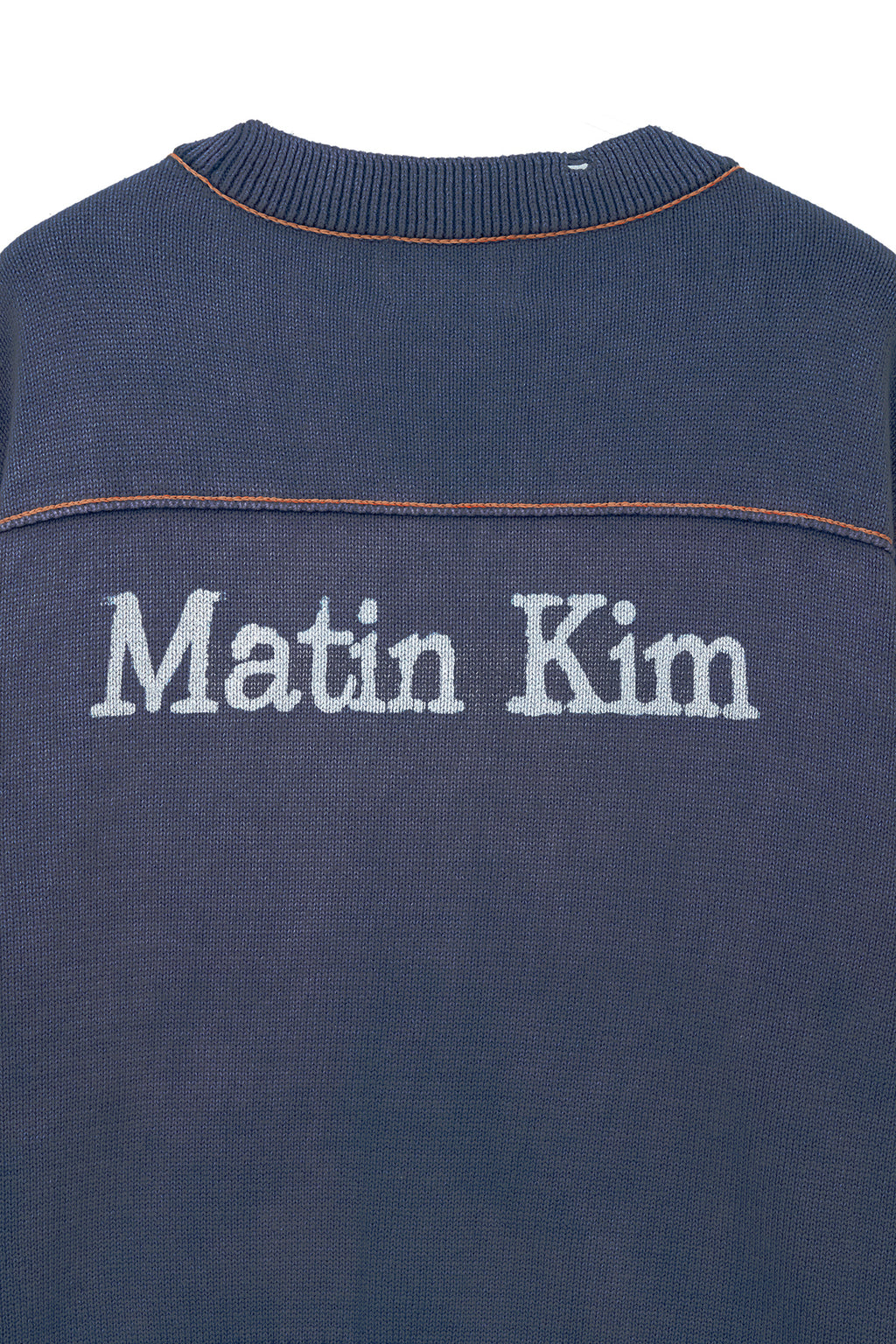 Matin Kim - Back Logo Line Point Knit Cardigan (Smoke Blue) product image 5 | TRAB K-Fashion Australia