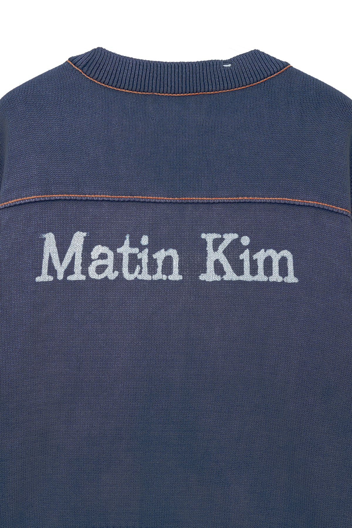 Matin Kim - Back Logo Line Point Knit Cardigan (Smoke Blue) product image 5 | TRAB K-Fashion Australia