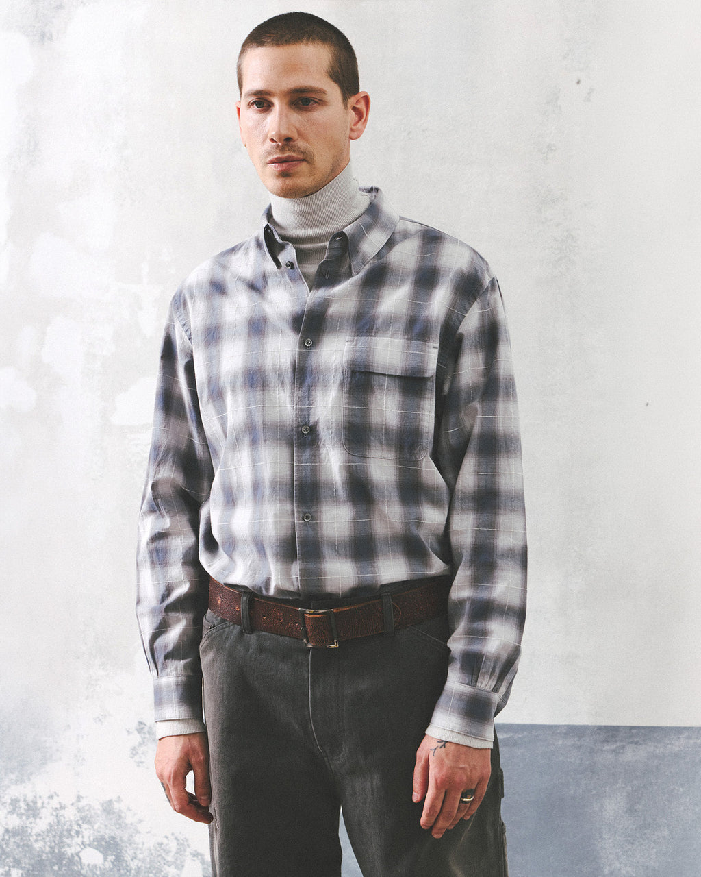 Eastlogue - Holiday Shirts (L.grey & Blue Check) product image 2 | TRAB K-Fashion Australia