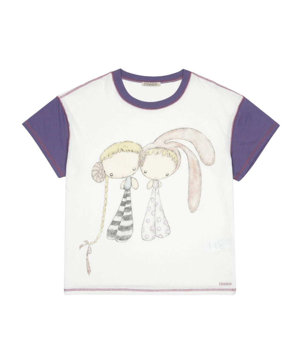 Coyseio - Color Block Graphic T-Shirt (White) product image 8 | TRAB K-Fashion Australia