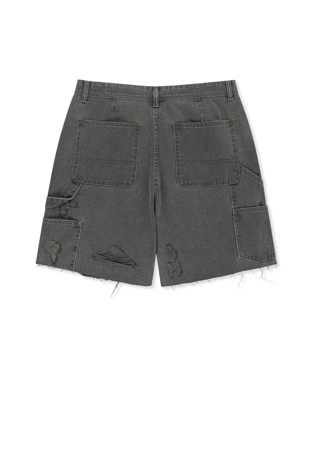 Matin Kim - Heringbone Raw Cut Denim Shorts (Grey) product image 2 | TRAB K-Fashion Australia