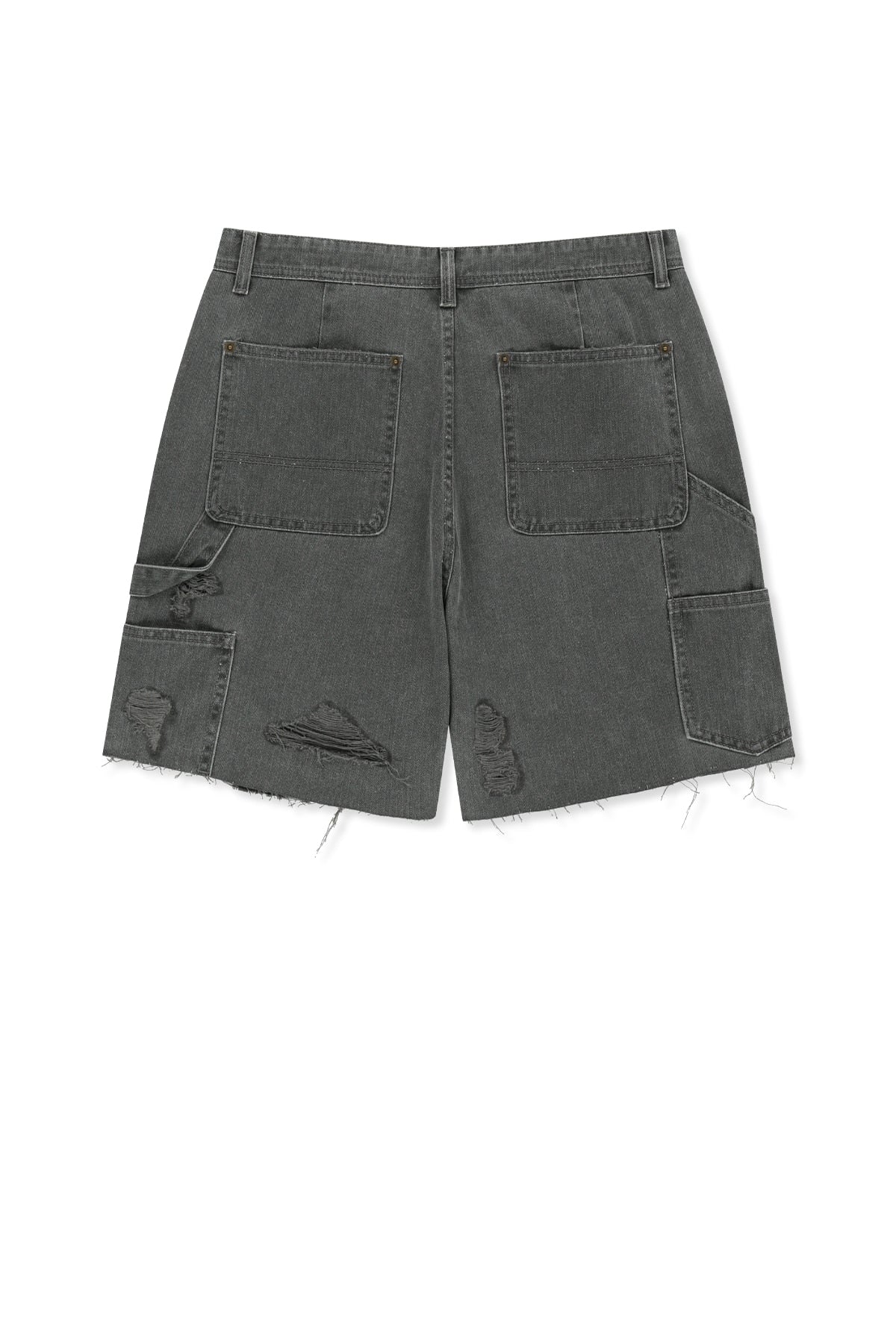 Matin Kim - Heringbone Raw Cut Denim Shorts (Grey) product image 2 | TRAB K-Fashion Australia