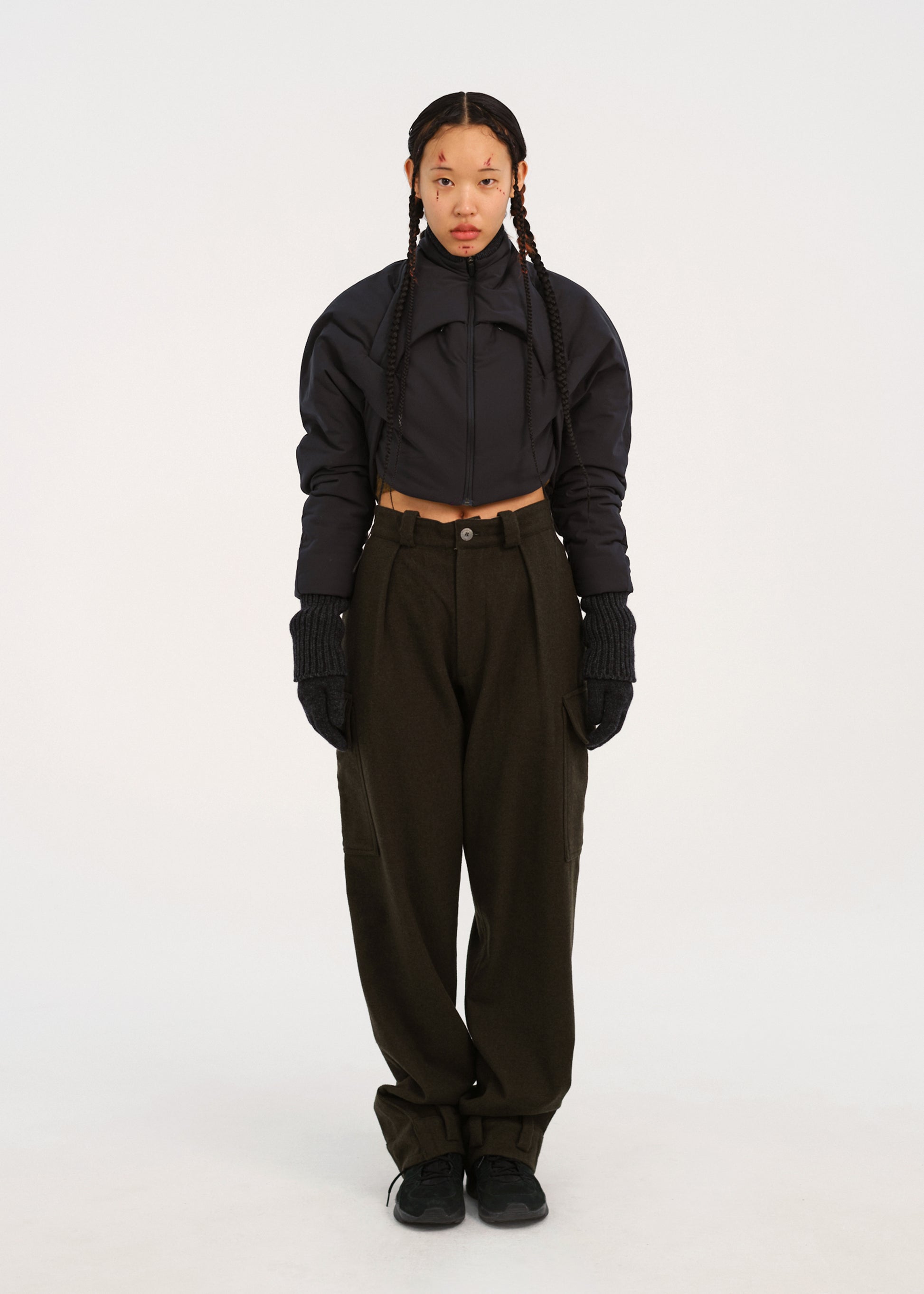 Hyein Seo - Padded Harness Jacket w/ Gloves (Charcoal) product image 1 | TRAB K-Fashion Australia