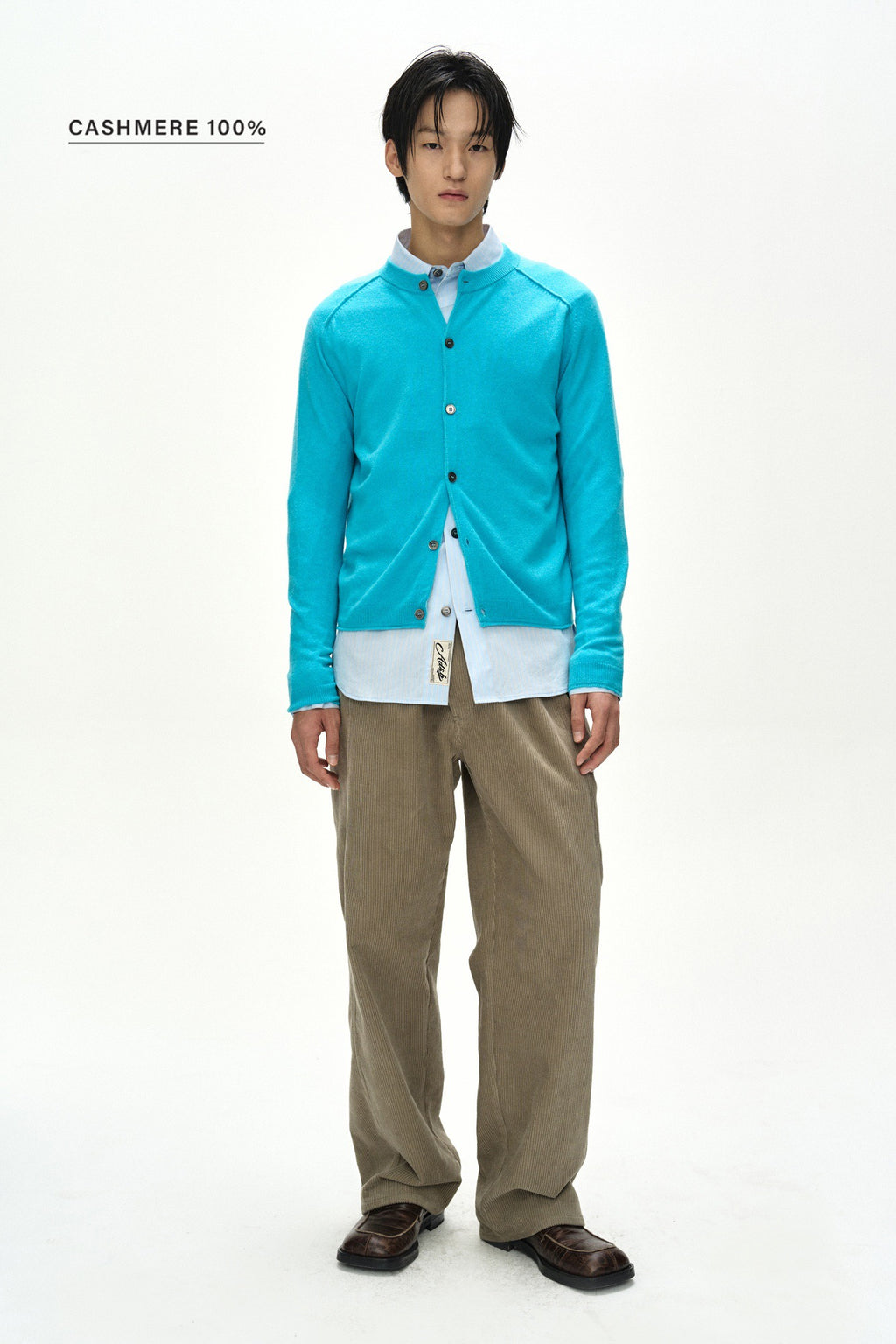 Andersson Bell - Shane Cashmere Crew-Neck Cardigan (Blue) product image 1 | TRAB K-Fashion Australia
