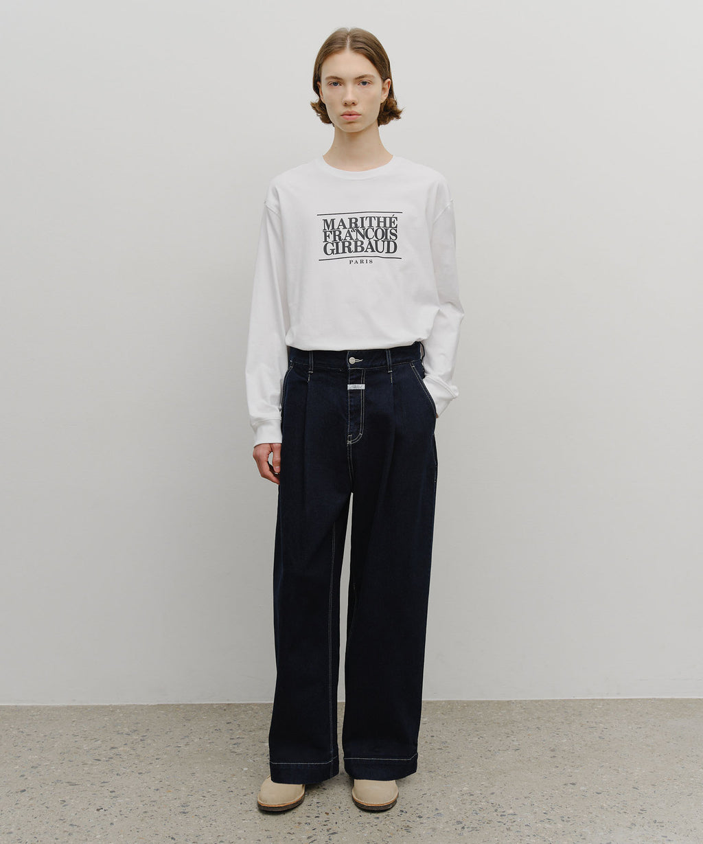Marithe & Francois Girbaud - Low-waist Tuck Wide Denim Pants (Dark Blue) product image 3 | TRAB K-Fashion Australia