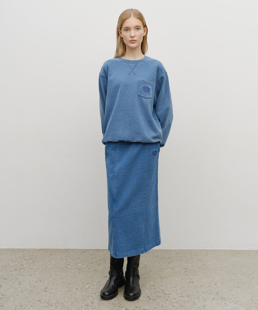 Marithe & Francois Girbaud - Embroidery Classic Logo Sweat Skirt (Blue) product image 3 | TRAB K-Fashion Australia