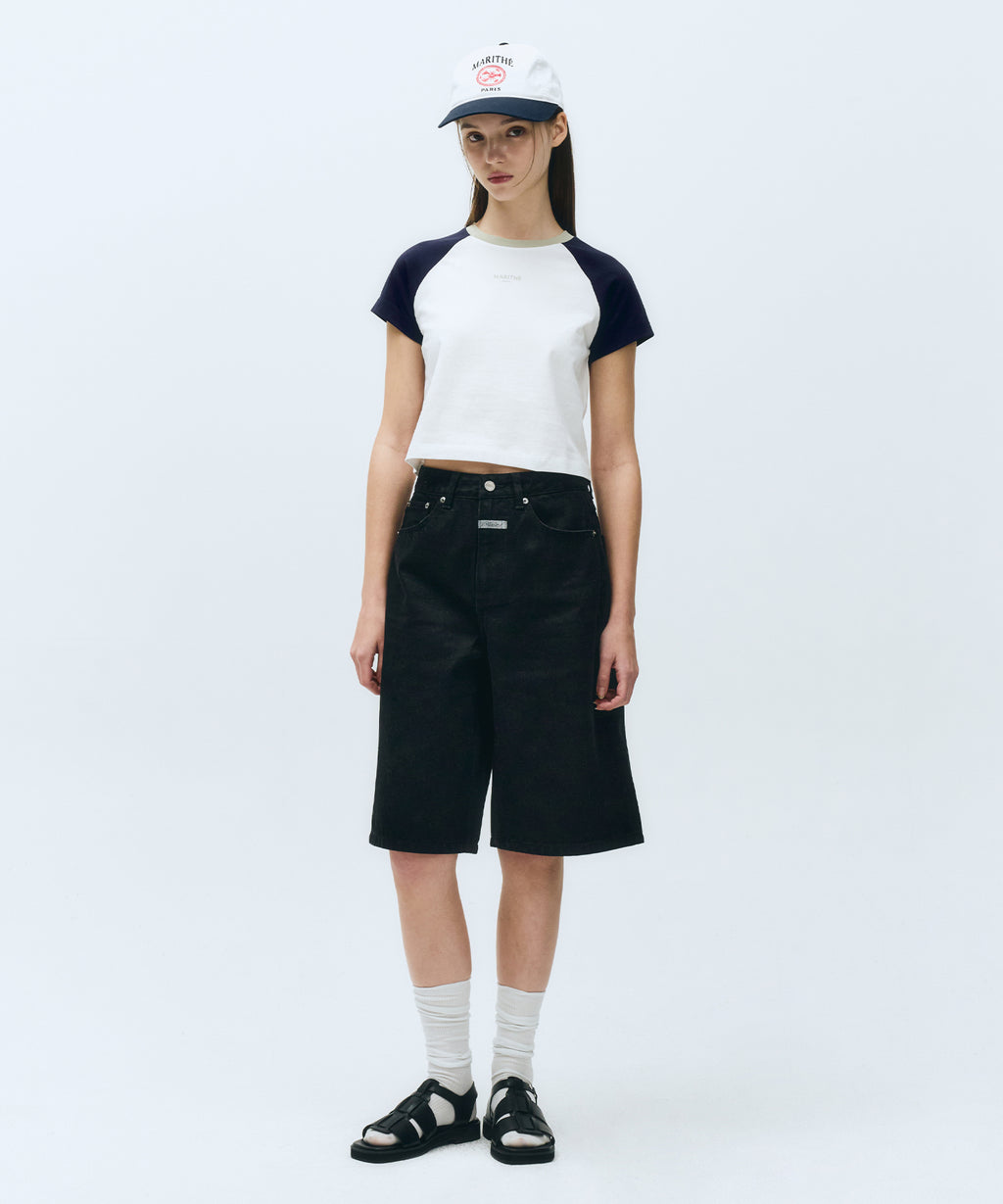 Marithe & Francois Girbaud - Long Bermuda Denim Pants (Black) product image 3 | TRAB K-Fashion Australia