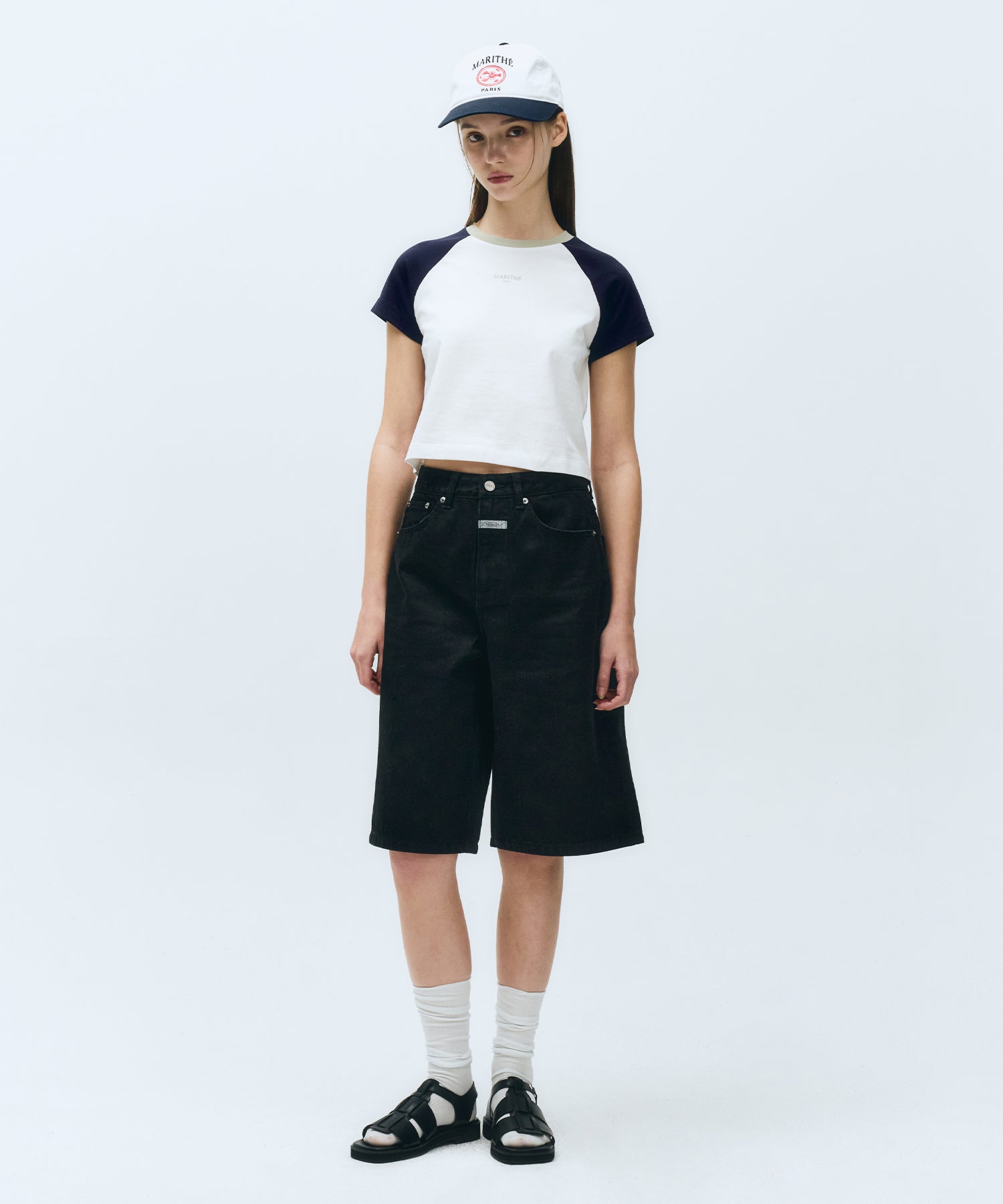 Marithe & Francois Girbaud - Long Bermuda Denim Pants (Black) product image 3 | TRAB K-Fashion Australia