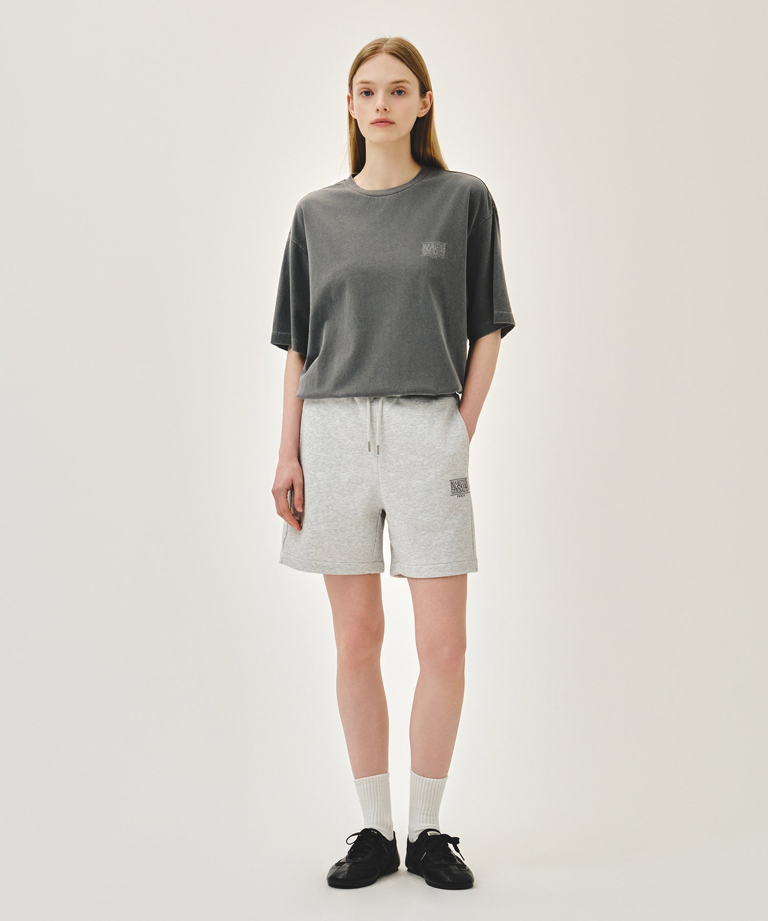 Marithe & Francois Girbaud - Classic Logo Sweat Shorts (Light Heather Gray) product image 3 | TRAB K-Fashion Australia