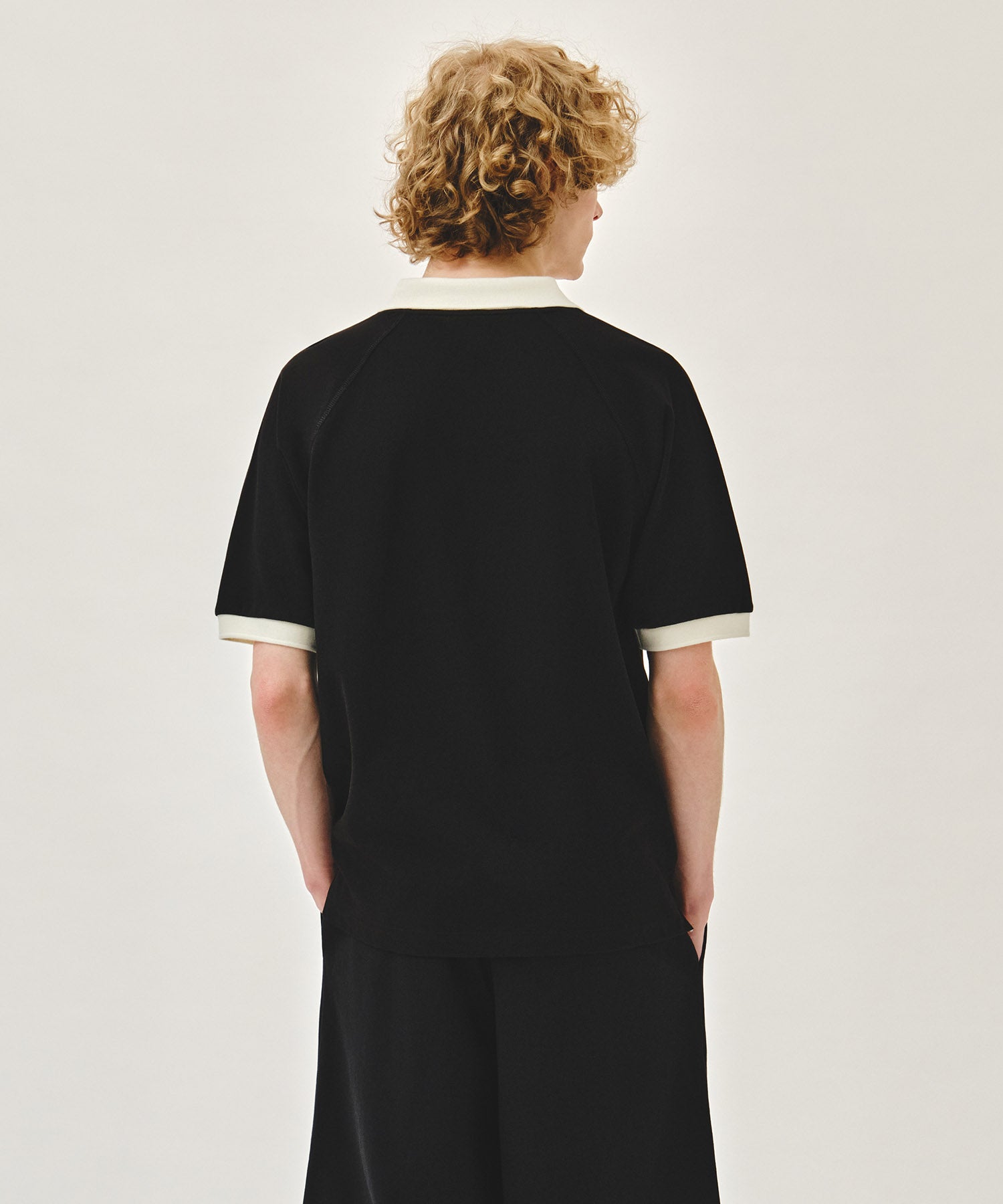 Marithe & Francois Girbaud - Small Classic Logo Pk Collar Point Tee (Black) product image 3 | TRAB K-Fashion Australia