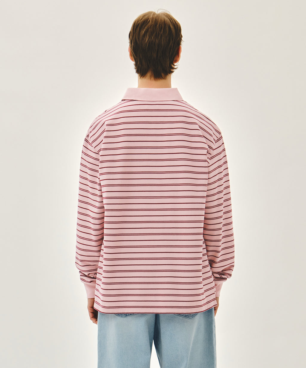 Marithe & Francois Girbaud - Stripe Pique Long Sleeve Tee (Pink) product image 3 | TRAB K-Fashion Australia