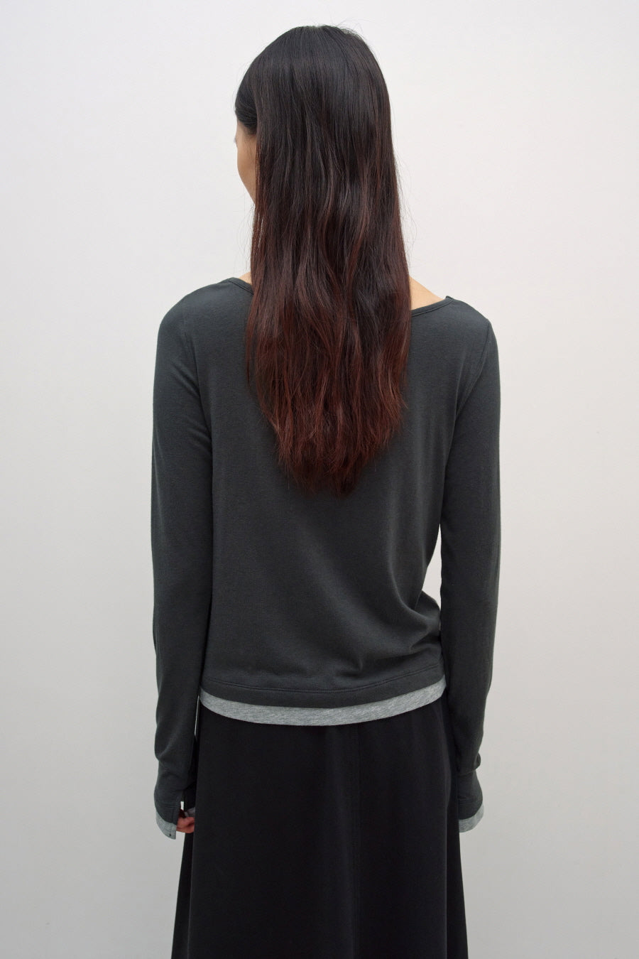 Insilence - Cardigan Layered Henley Long Sleeve (Charcoal) product image 5 | TRAB K-Fashion Australia